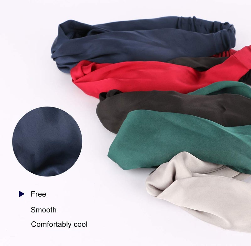 driew Satin Headband, Silk Headbands for Women Pack of 5 - Image 3
